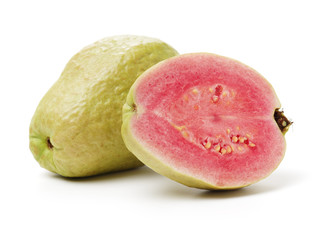 Pink guava isolated on white background