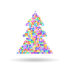 Christmas tree with multicolored circles