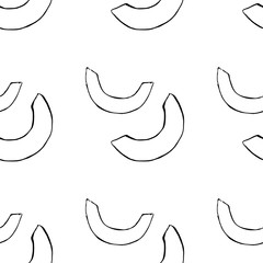 Vector seamless pattern with hand drawn outline pumpkin pieces. Garden vegetable background. Template for fabric, wrapping paper, harvest festival or halloween decoration. Contour image