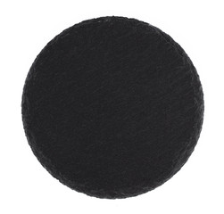 Black round stone plate isolated on white background