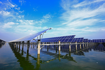 Solar panels on the water
