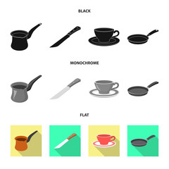 Vector design of kitchen and cook logo. Collection of kitchen and appliance stock vector illustration.