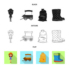 Isolated object of farm and agriculture logo. Set of farm and plant stock symbol for web.