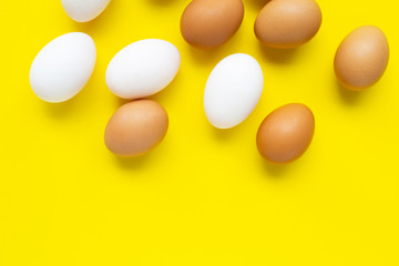 Eggs on yellow background.