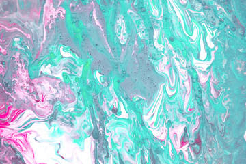 Acrylic paint . Abstract art background,fluid acrylic painting on canvas. Backdrop blue, red, mint color for your design .