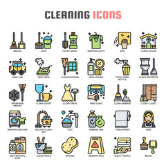 Cleaning , Thin Line and Pixel Perfect Icons