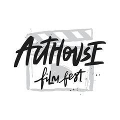 Arthouse film fest vector brush calligraphy. Handwritten isolated design element.