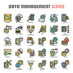 Data Management, Thin Line and Pixel Perfect Icons