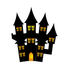 haunted castle halloween isolated icon