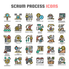 Scrum Process , Thin Line and Pixel Perfect Icons