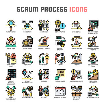 Scrum Process , Thin Line and Pixel Perfect Icons