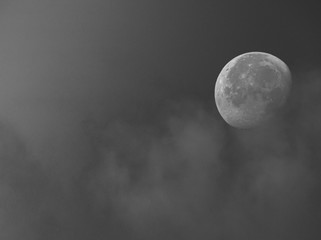 Zachodzący księżyc widoczny na niebie o poranku © Dreamnordno