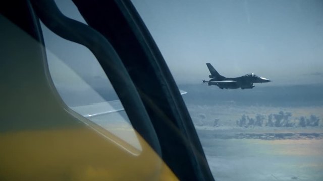 F-16 stands near the wing
