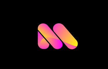 pink alphabet letter M for company logo icon design