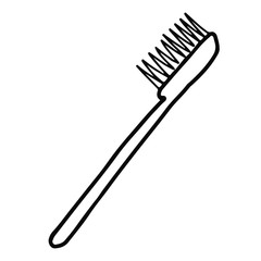 Hand drawn vector tooth brush.  Tooth brush line work isolated icon.