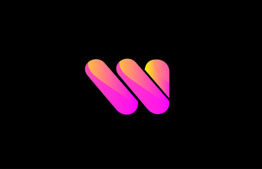 pink alphabet letter W for company logo icon design