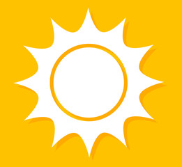 White sun shape on orange background.