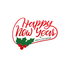 Happy New Year brush lettering. Can be used for holidays festive design. Vector illustration EPS 10