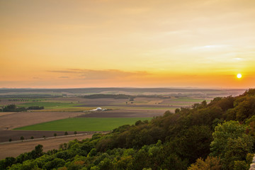 Ausblick vom Bismarkturm im Sonnenuntergang