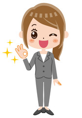 ビジネスウーマン　OKサイン