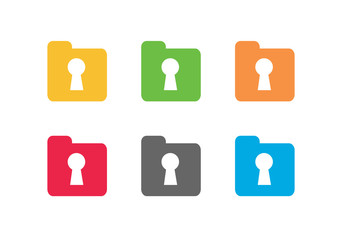 Fototapeta premium Folder with lock symbol, secure document logo set - Vector