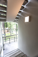 Empty school staircase with  modern  simple lightening.