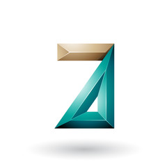 Beige and Green 3d Geometrical Embossed Letter A Illustration