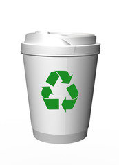Kaffee to Go Becher weiß recycling,  freigestellt