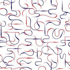 Seamless pattern of arrows on a white background. Endless texture from the drawn colored icons. Vector illustration