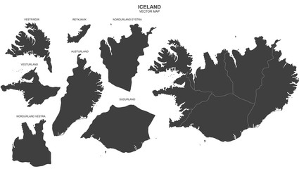 vector map of Iceland on white background