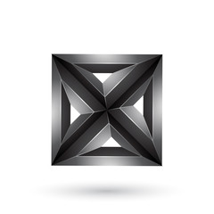 Black 3d Geometrical Embossed Square and Triangle X Shape Illustration