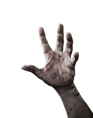 Torture concept: Monster hand isolated on white background