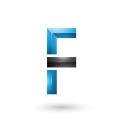 Black and Blue Geometrical Glossy Letter F Illustration