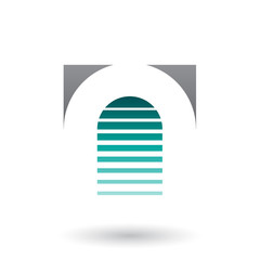 Fototapeta premium Black and Green Reversed U Icon for Letter A Illustration