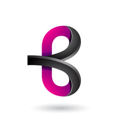 Black and Magenta Bold Curvy Letter B Illustration