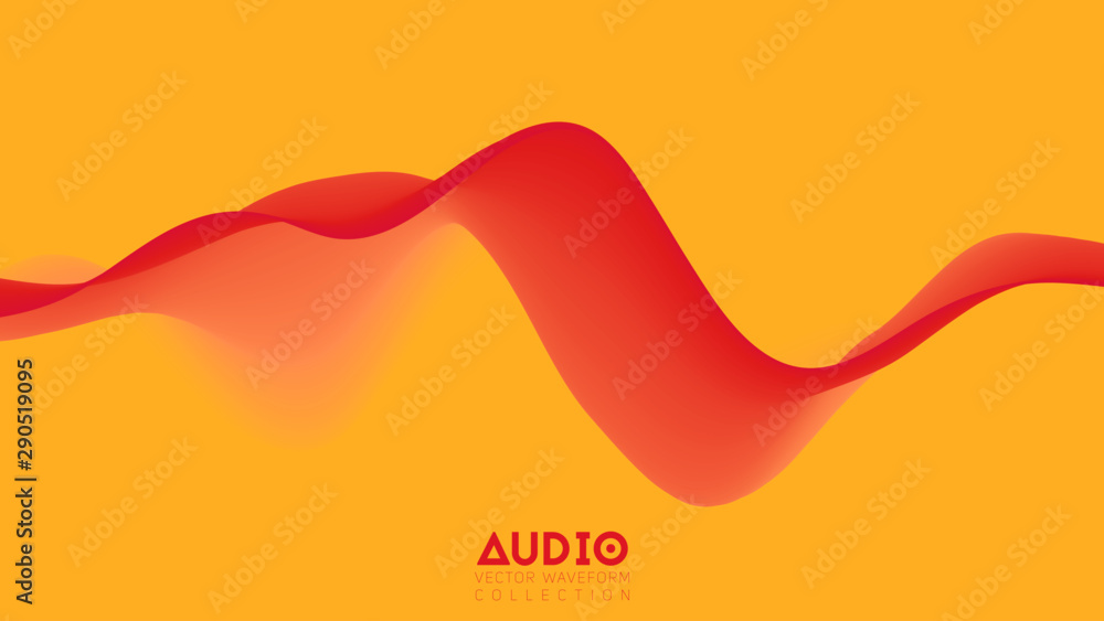Poster vector 3d solid surface audio wavefrom. abstract music waves oscillation spectrum. futuristic sound 