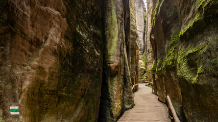 Passage in rock town of Adrspach. Adrspach National Park in northeastern Bohemia, Czech Republic, Europe.