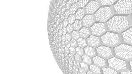 abstract futuristic tech honeycomb background. sphere shape with honeycomb pattern with background with space for text or brand logo. 3d illustration