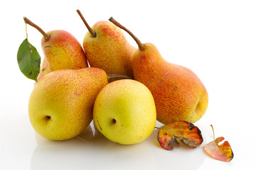 Ripe juicy pears close-up.
