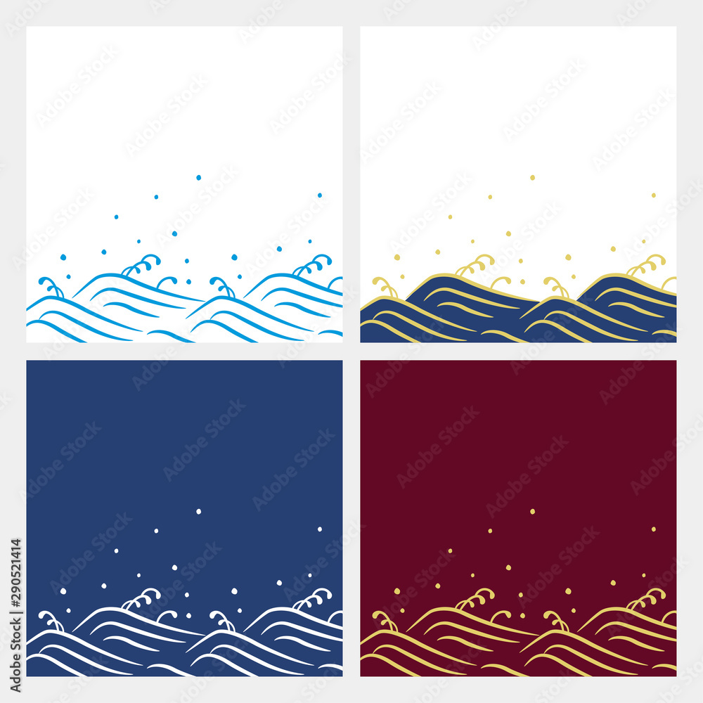 Canvas Prints japanese wave pattern frame illustration set