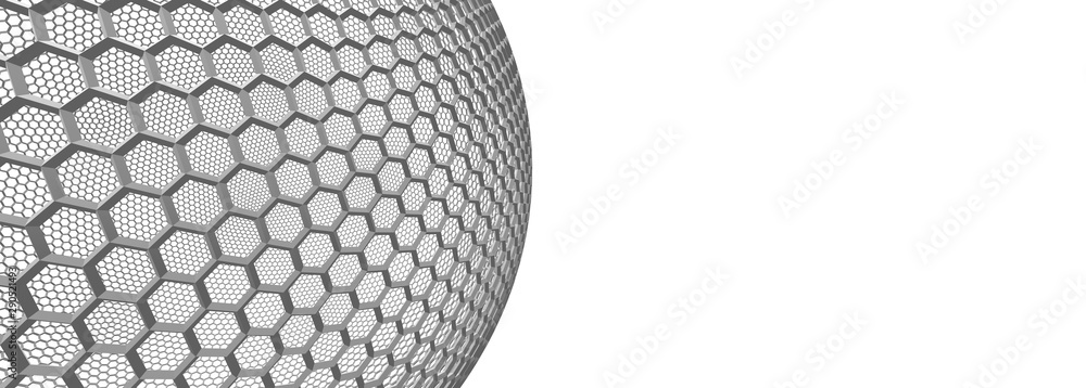 Poster abstract futuristic tech honeycomb background. sphere shape with honeycomb pattern with background w
