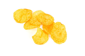 Potato chips on white