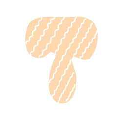 T Decorated letter. flat style. Cartoon children letter t