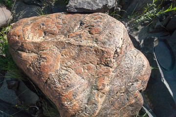 texture of stone lit by the evening sun