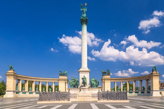 Heroes' Square, one of the major squares in Budapest, Hungary, Europe. - Powered by Adobe