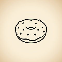 Black Doughnut Icon isolated on a Beige Background Illustration