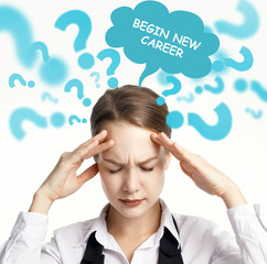 Business, technology, internet and network concept. The young entrepreneur comes up with an important idea: begin new career