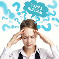 Business, technology, internet and network concept. The young entrepreneur comes up with an important idea: taxes reform