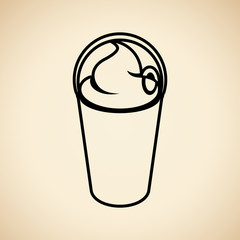 Black Milkshake with a Lid Icon isolated on a Beige Background Illustration