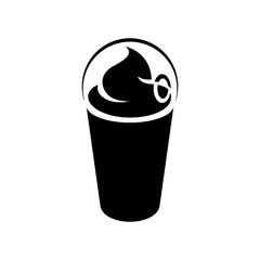 Black Milkshake with a Lid Icon isolated on a White Background Illustration